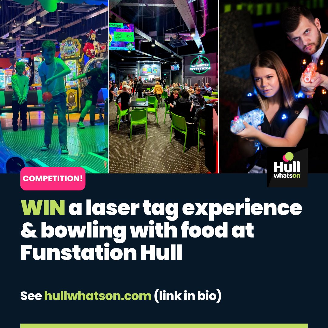 HULLwhatson's tweet image. One lucky winner will enjoy a 45-minute Laser Station experience and a bowling session for six people, with food included. 😀

FREE entry 👉hullwhatson.com/win-laser-stat…
#funstation #laserstation #hull