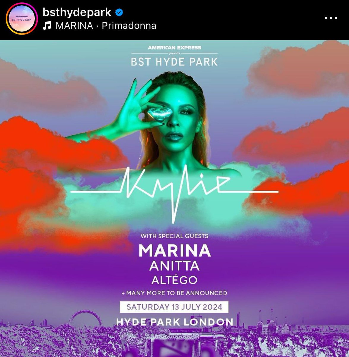 eualyssonc's tweet photo. @Anitta aparecendo como atração especial no show da @kylieminogue no Hyde Park. Queria! https://t.co/mMKa4nX2m0