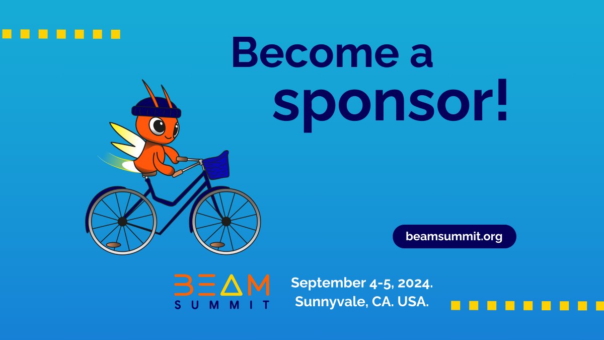 ApacheBeam's tweet photo. We are looking for sponsors! 👀 By sponsoring #BeamSummit you will get in touch with a specialized and global audience, position your brand, and support the #ApacheBeam community. 👉 Take a look at the benefits and opportunities in our Prospectus: https://t.co/GmAI7ChUoN https://t.co/goO05U39QE