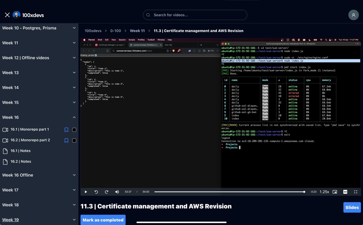 AdnanMobinKhan1's tweet photo. hey guys
(Day 19th) hustle update of @kirat_tw 's @100xDevs
2nd cohort
- done with week 11.3 with @certbot , ec2 instances, #nginx, reverse proxy , #aws deployment , certificate management using #certbot and much more
Satisfaction: ⭐️⭐️/5 https://t.co/Puw1O3NcMw