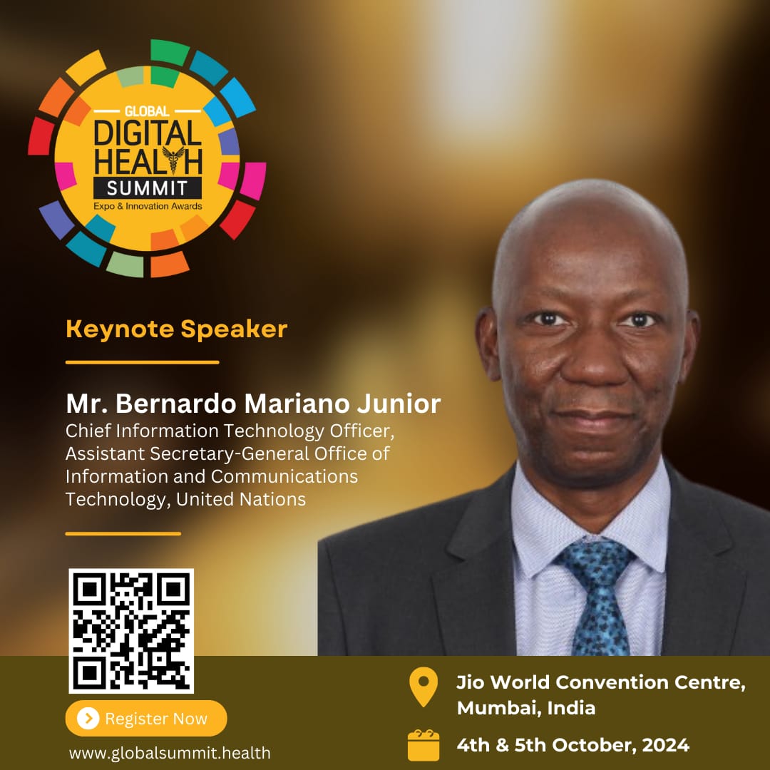 DigitalHSummit's tweet photo. #GDHS2024 is honored to welcome Mr. Bernardo Mariano Junior, Chief Information Technology Officer, Assistant Secretary-General, Office of Information and Communications Technology, @UN, as our special keynote speaker. https://t.co/p67WBRexnJ