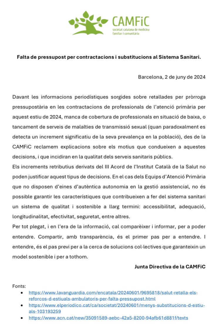 Necessitem la transformació de l’AP (i del stma sanitari) a mig i llarg termini. Algú treballant seriosament en això? #FetsINoParaules 

Improvisar retallades exigint accessibilitat (només a l’AP) implica renunciar als beneficis coneguts i propis de l’AP. Ha renunciat <a href="/salutcat/">Salut</a> ?