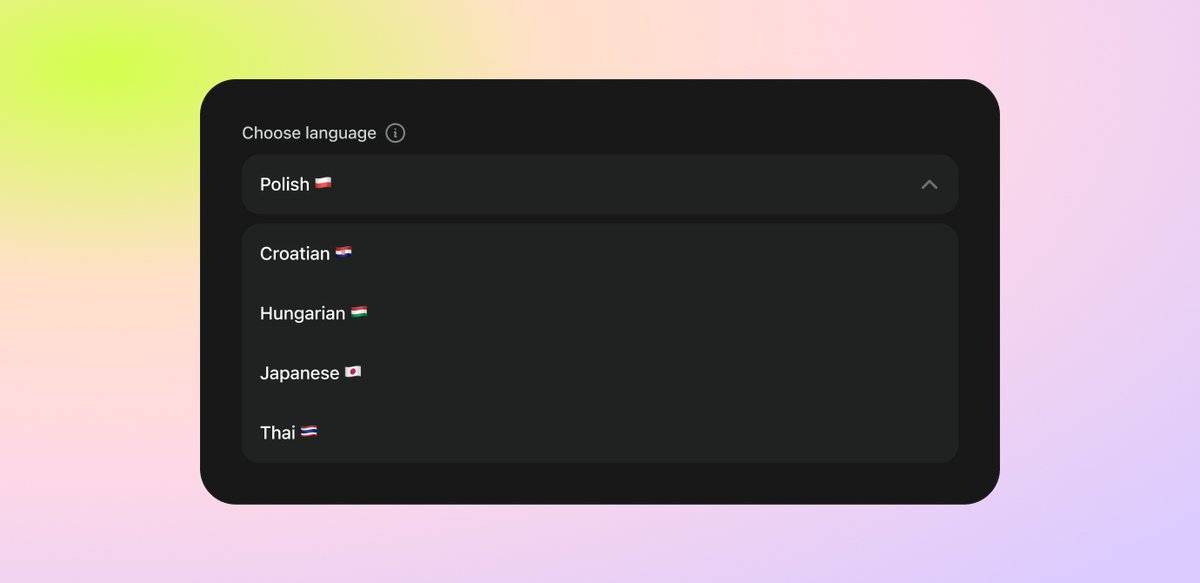 Meiro Now Supports 5 New Languages

Today, we are happy to announce that we have added 5 new languages to our localization:
🇭🇷 Croatian
🇵🇱 Polish
🇭🇺 Hungarian
🇯🇵 Japanese
🇹🇭 Thai

These newest additions will help you spread your quizzes to even more users around the world 🙌