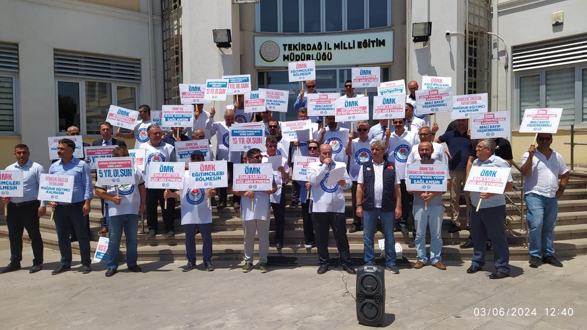 Öğretmenlik Meslek Kanunu içerisinde yer almayan;

☑️ Şube Müdürleri
☑️ İlçe Müdürleri
☑️ İl Müdür Yardımcıları
☑️ Eğitim Müfettişleri

#OMKEgitimcileriBolmesin
diye meydanlardan ses yükselttiler.

<a href="/RTErdogan/">Recep Tayyip Erdoğan</a>
<a href="/dbdevletbahceli/">Devlet Bahçeli</a>
<a href="/Yusuf__Tekin/">Yusuf Tekin</a>
<a href="/memetsimsek/">Mehmet Simsek</a>
<a href="/_aliyalcin_/">Ali YALÇIN</a>

TEKİRDAĞ