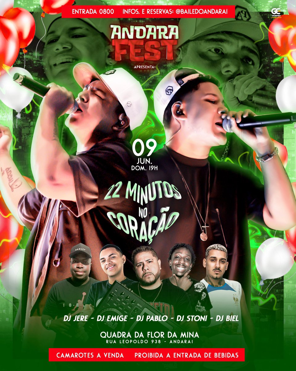 É domingão agora dia 09/06 (( ANDARA FEST )) showzão completo do grupo (( 22 MINUTOS )) entrada 0800 e proibida a entrada de bebidas #RtRtRt 🥳🇧🇪🚀🔥🎼💪🏾