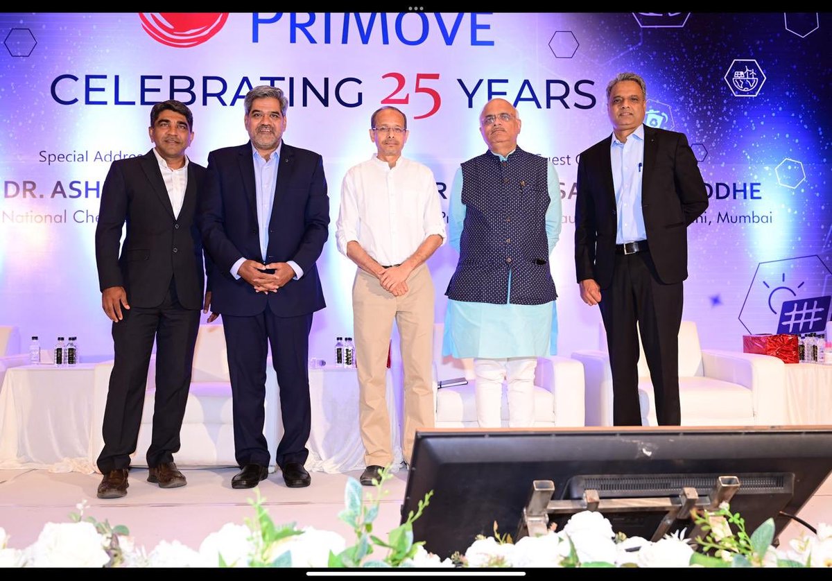 Vinay1011's tweet photo. Great privilege it was to join Scientist Dr Ashish Lele of @csir_ncl and old friends @Neelkul , Ajit Phadnis and Ajit Oak of @PriMove_ at the 25th Anniversary Function of @PriMove_  , a premier water-Sanitation Consultancy Firm! Many experts and activists joined from all over Maharashtra! 

@Dev_Fadnavis 
@rmponweb