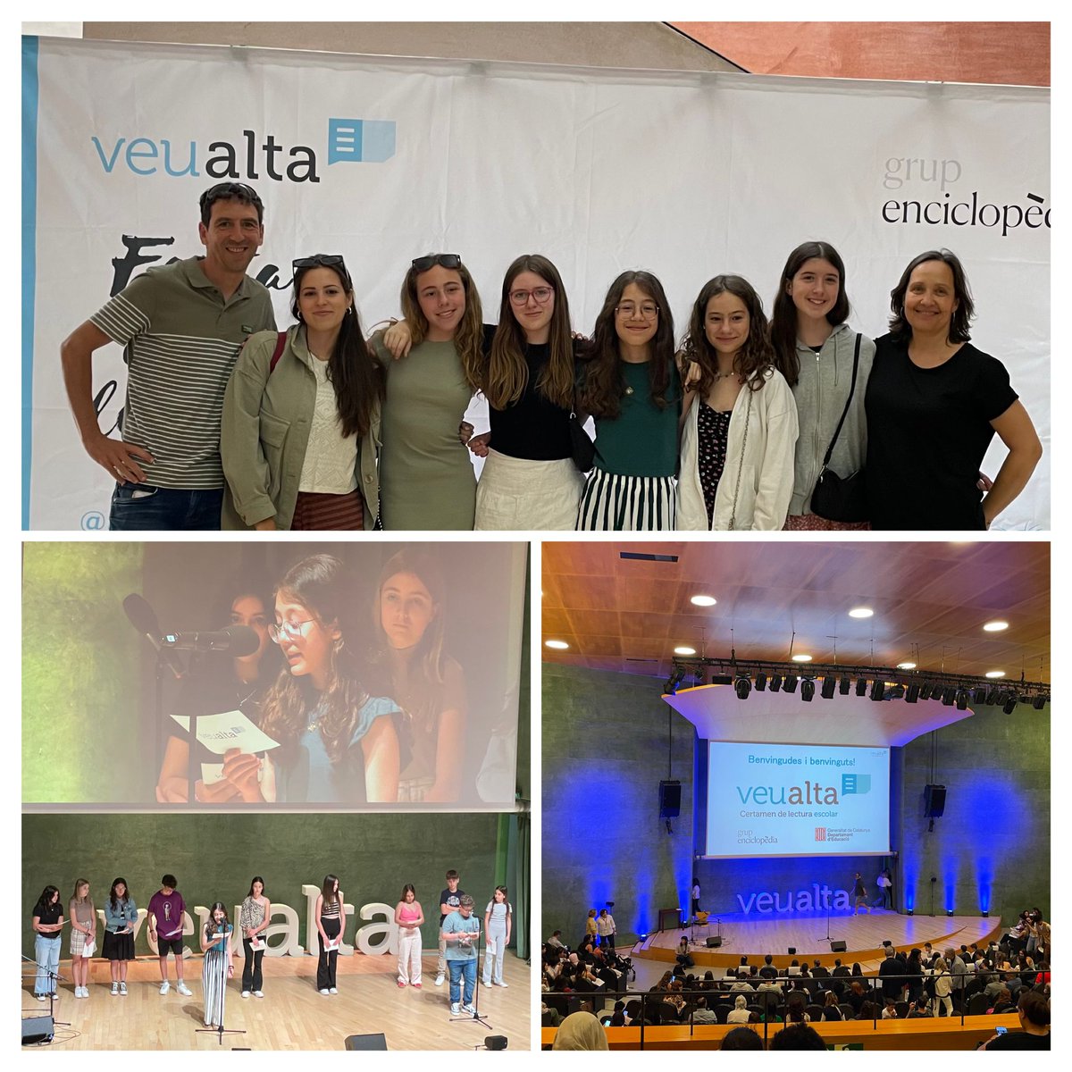 plafarreras's tweet photo. Les celebracions de final de curs han començat amb la Festa de la Lectura en Veu Alta. La Nel·la Jamal, guanyadora del Vallès Occidental, ha rebut el reconeixement acompanyada de familiars i amigues. Aquest any (20a edició) hi han participat més de 1000 centres. Enhorabona! https://t.co/Gl7zDxTnkL