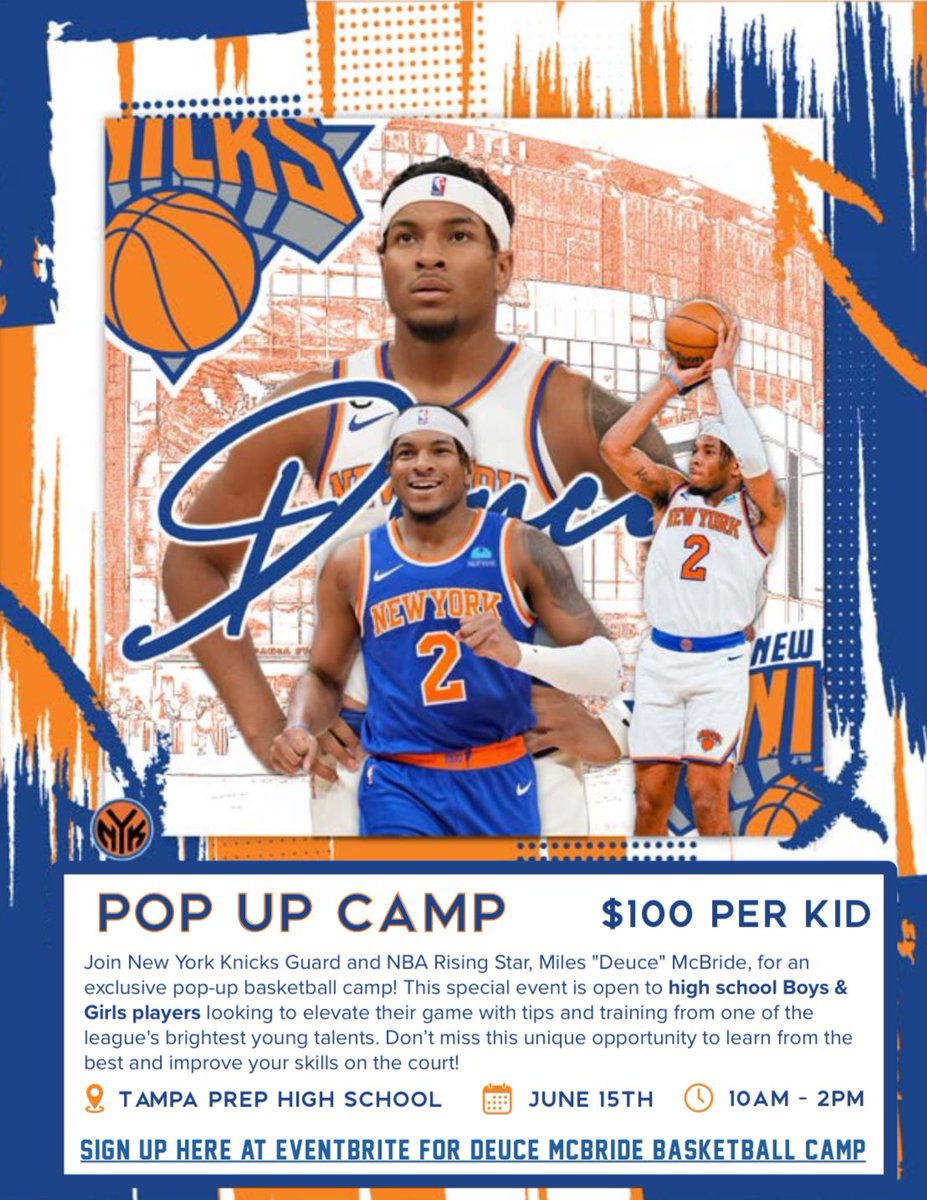 Tampa Prep Athletics (@tprep_athletics) on Twitter photo π // Deuce McBride Basketball Camp
π | Tampa Prep
ποΈ | Saturday, June 15
π | 10am - 2pm
βΉοΈ | bit.ly/4c5vzRk π // Deuce McBride Basketball Camp
π | Tampa Prep
ποΈ | Saturday, June 15
π | 10am - 2pm
βΉοΈ | bit.ly/4c5vzRk
