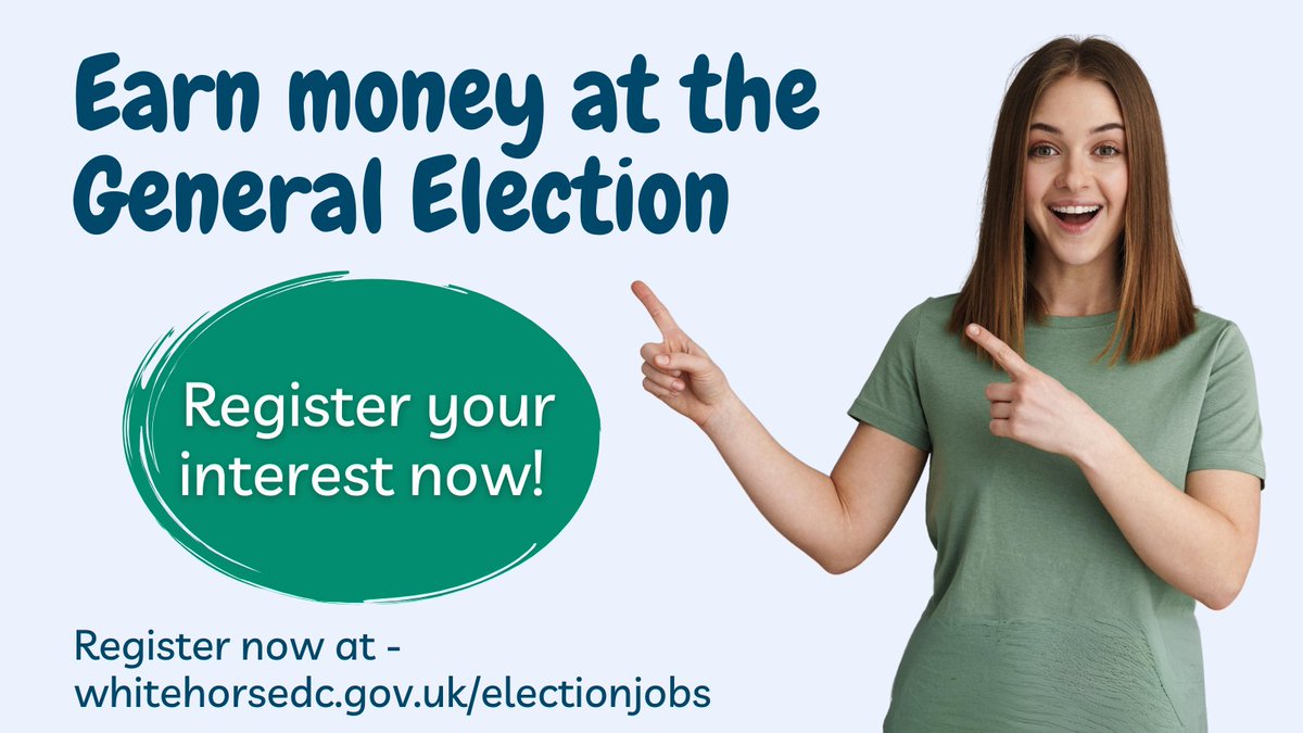 Become a part of the heartbeat of democracy! We're looking for enthusiastic individuals to join our team for the General Election on Thursday 4 July. Register now! To find out more and to register, visit whitehorsedc.gov.uk/electionjobs