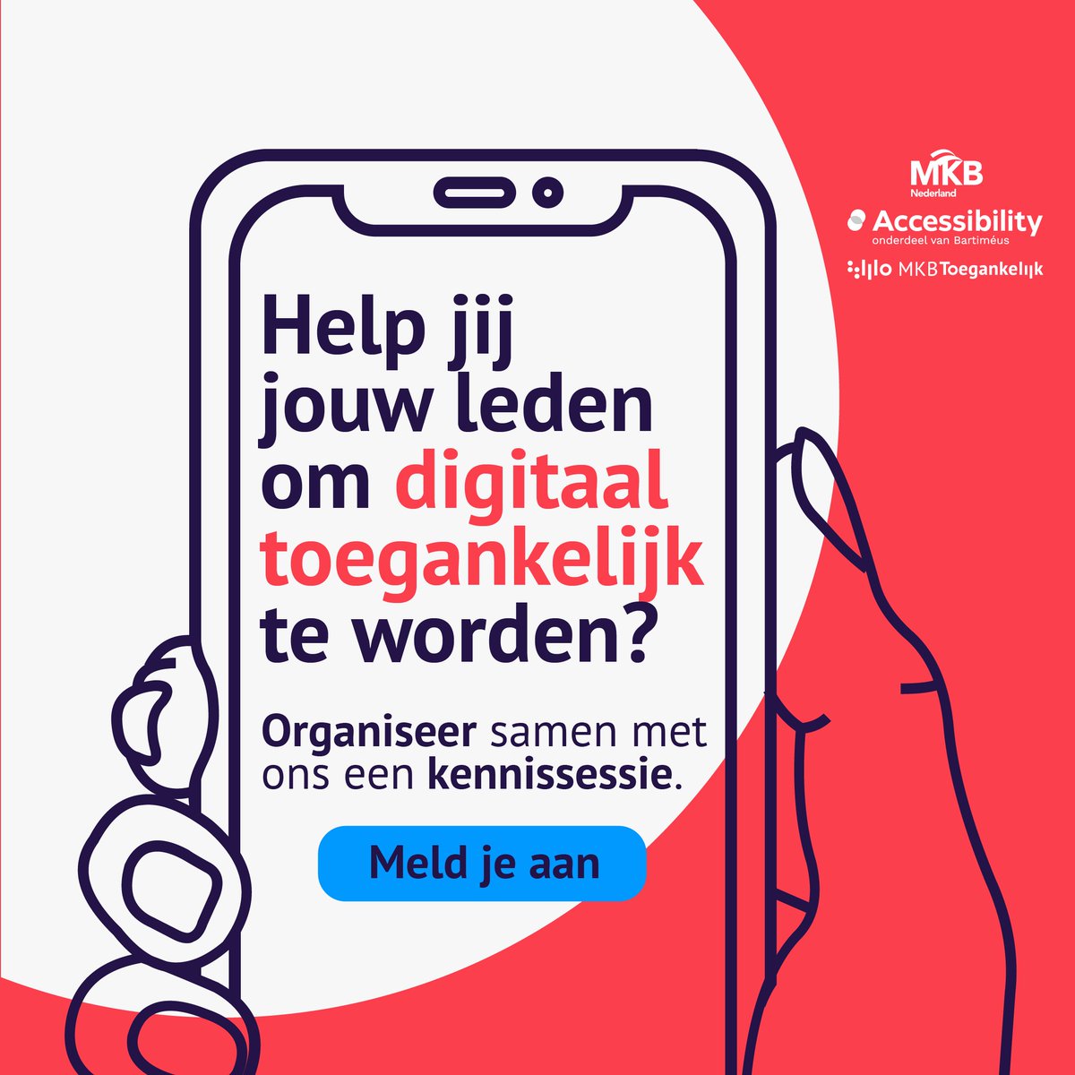 Help jij jouw branche toegankelijker worden? Organiseer samen met ons een online kennissessie over digitale toegankelijkheid. 
Vol praktische tips over hoe ondernemers hun website toegankelijk kunnen maken. Interesse? Mail naar nabih@vnoncw-mkb.nl 
#MKBToegankelijk #Accessibility