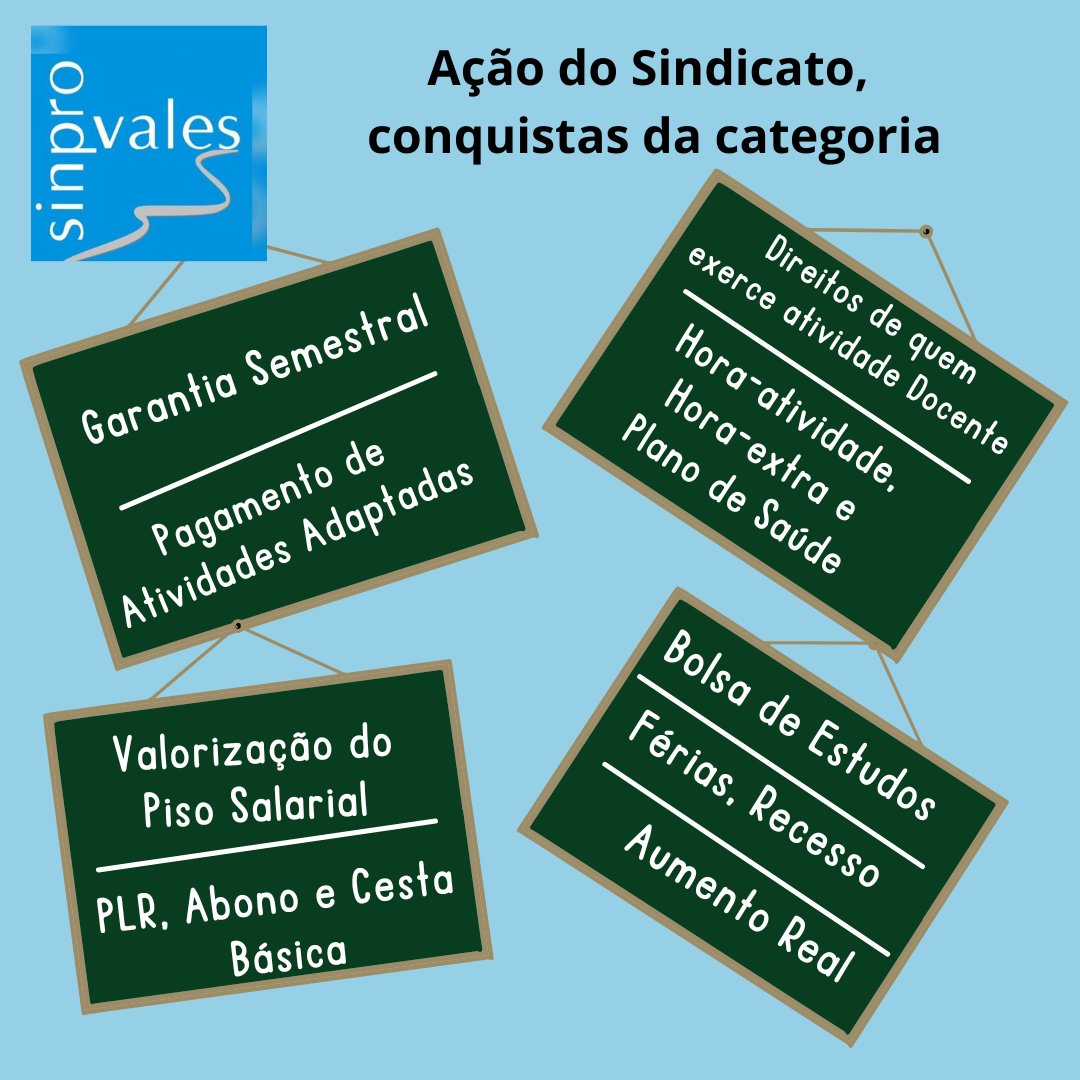 sinprovales's tweet photo. Confira as conquistas do Sindicato pela categoria.

#Sinprovales #sindicato #professores #escolasparticulares #direitos #educacao #contee #fepesp #indaiatuba #salto #itu https://t.co/Im1H1QTTlk