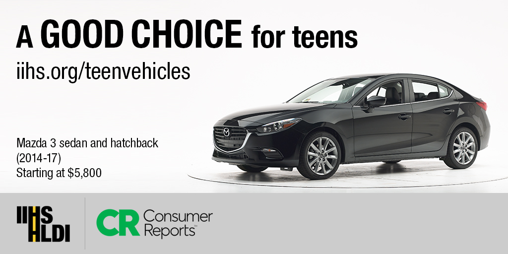 The right vehicle can help keep your teen out of a crash and protect them if they do crash. Check out our updated list of recommended vehicles for teens, with 58 used models: iihs.org/ratings/safe-v…