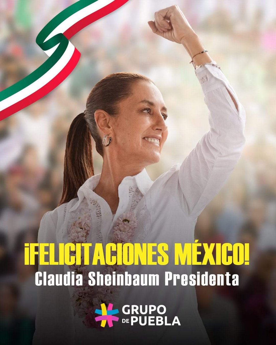México será gobernado por <a href="/Claudiashein/">Claudia Sheinbaum Pardo</a>: científica, especializada en energía y cambio climático, y continuidad del proyecto transformador de <a href="/lopezobrador_/">Andrés Manuel</a>, que sacó a 5 millones de mexicanos de la pobreza. ¡A seguir por todo lo que falta, México! 🇲🇽💪🏼