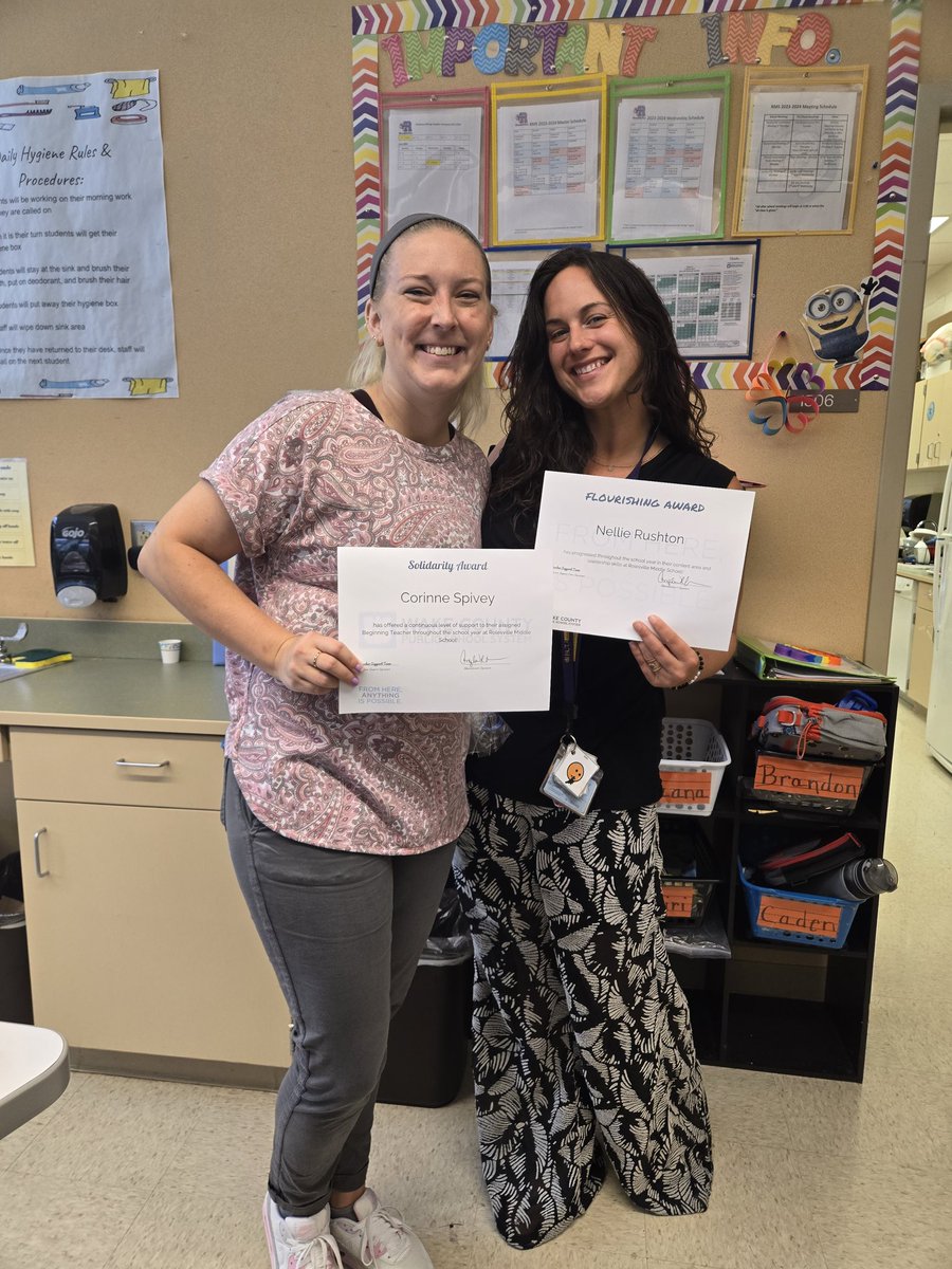 Our Suite Squad teachers were recognized during our last <a href="/RolesvilleMS/">Rolesville MS</a> BT meeting of the 23-24 school year for being amazing. This dynamic duo of a mentor and BT deserve it ALL! 🎉🎉🎉 

Thanks for the swag <a href="/WCPSSTSP/">Teacher Support</a> !