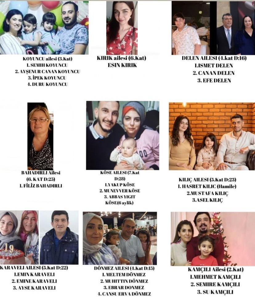 alizeugma2006's tweet photo. Bugün tam #483GünOldu
#Hatay Güzelburç mahallesi Zümrüt sokak İlke apartmanı.
6 Şubat depreminde yıkılan binada bulunamadılar.
#İlkeApartmanı25KisiNerede 👇
Kayıplar!
Adlarını ve yüzlerini unutmayın.
#DepremiUnutmaUnutturma
@TC_icisleri @saglikbakanligi
@HatayValiligi https://t.co/5KruGUwSUD