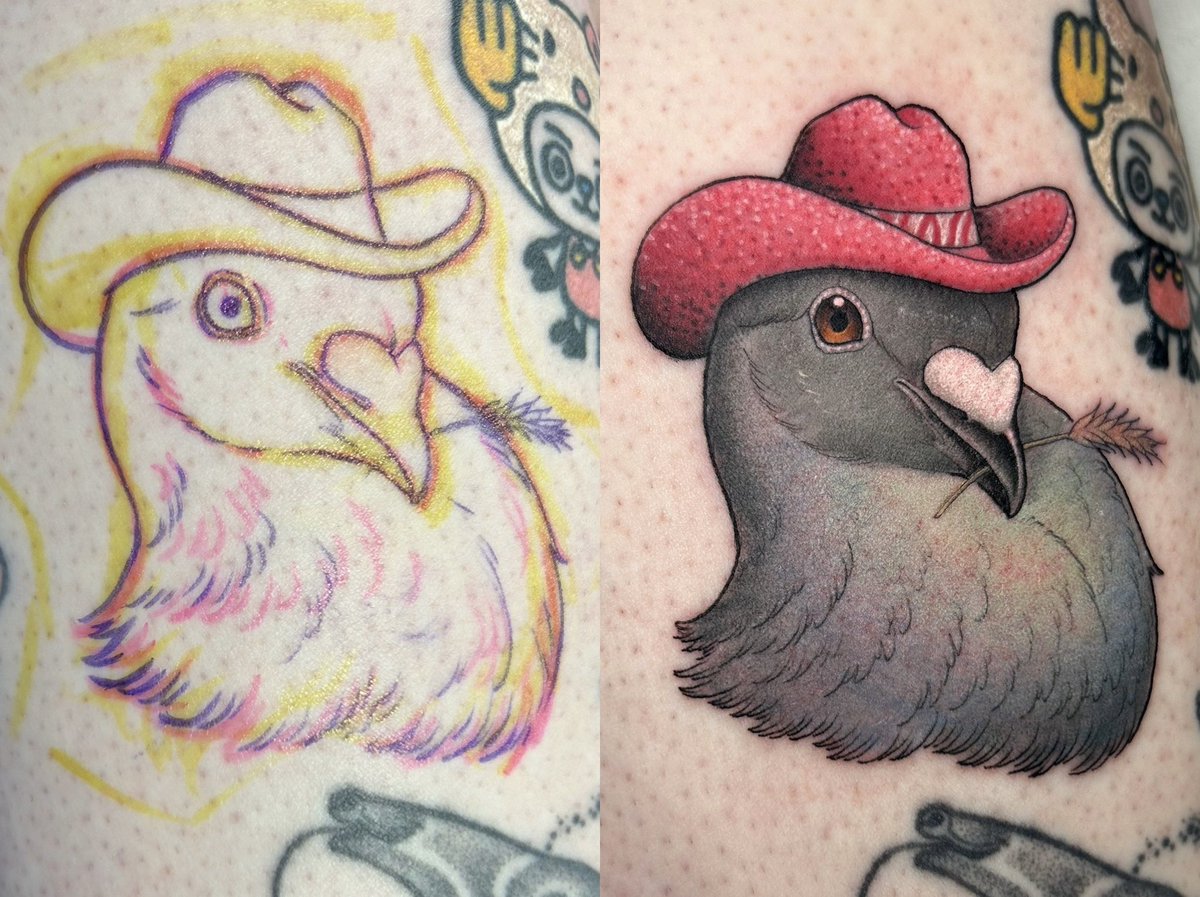 A cheeky little freehand cowboy pigeon don’t mind if I do