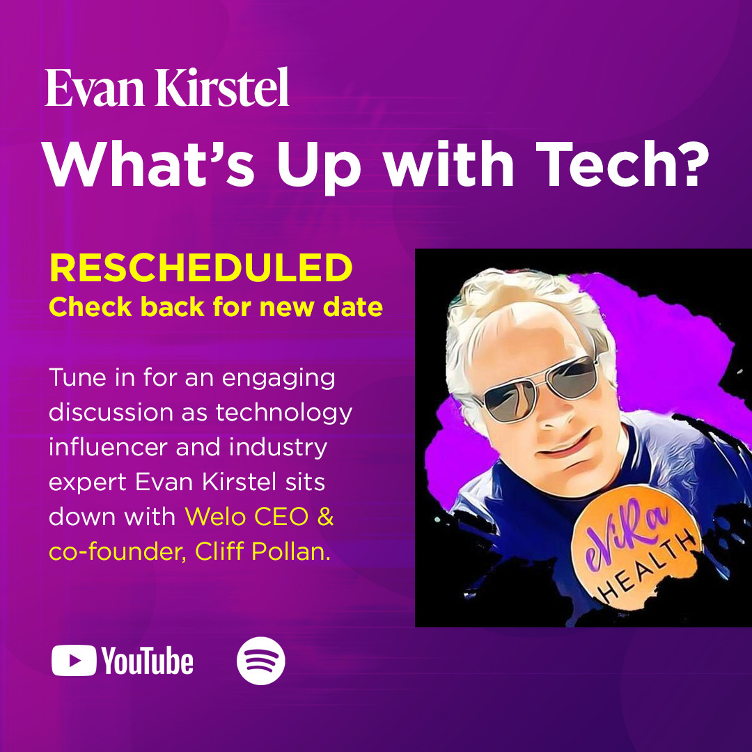 WELOspace's tweet image. RESCHEDULED

New date will be published shortly

Our CEO &amp;amp; co-founder, Cliff Pollan, will sit down with technology influencer &amp;amp; industry expert, @evankirstel, for an exciting discussion!

#Tech #TechInfluencer #TechnologyInfluencer #Welo #Virtual #Spaces #Spatial #Computing