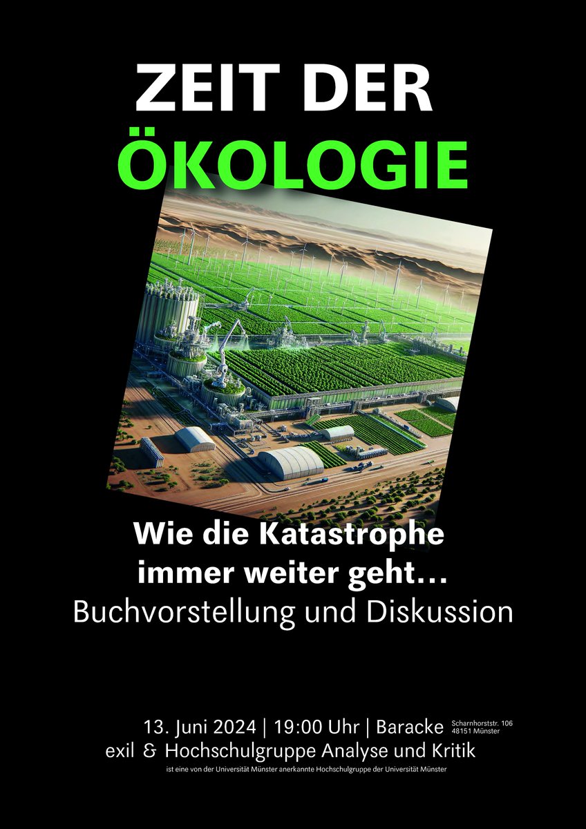 Zeit der Ökologie – Wie die Katastrophe immer weiter geht

Buchvorstellung und Diskussion | 13. Juni 2024 | 
19.00 Uhr | in der Baracke