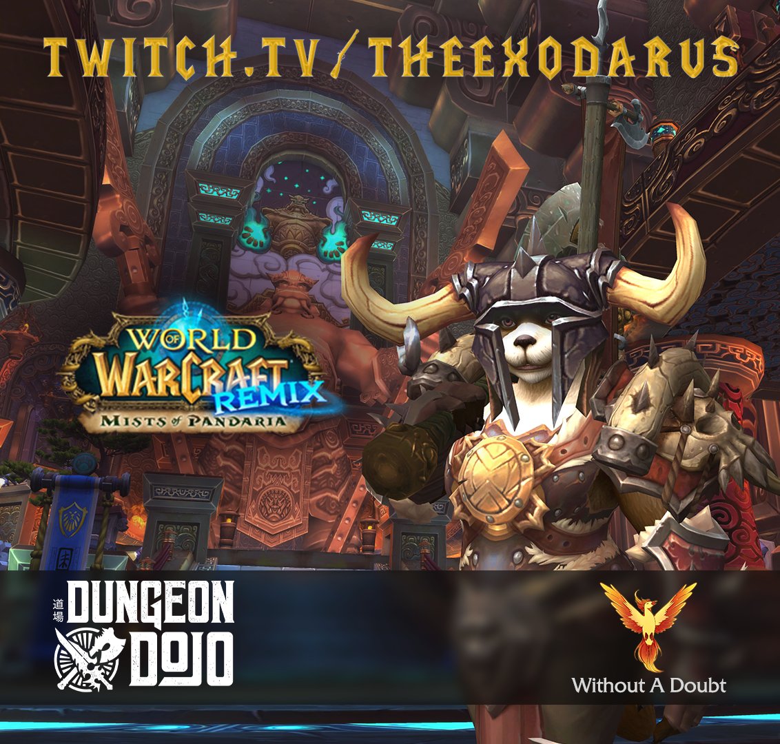 TheExodarus (@theexodarus) on Twitter photo Let's bop in mop remix on World of Warcraft live over at     
twitch.tv/theexodarus 
#WoW_Partner #ComplexUnity #Pleborians #dungeondojo #WADGaming Let's bop in mop remix on World of Warcraft live over at     
twitch.tv/theexodarus 
#WoW_Partner #ComplexUnity #Pleborians #dungeondojo #WADGaming