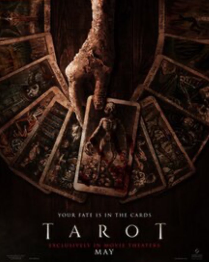 seanjetravers's tweet photo. Final Destination with tarot cards. Nice creature designs, 00s vibes and interesting astrology lore. The dark chase scenes were a little too long and needed better lighting. A movie about what Ned the Guy in the Chair does when he’s not hanging out with Spider-Man #Spookay https://t.co/YGx6tL54zR