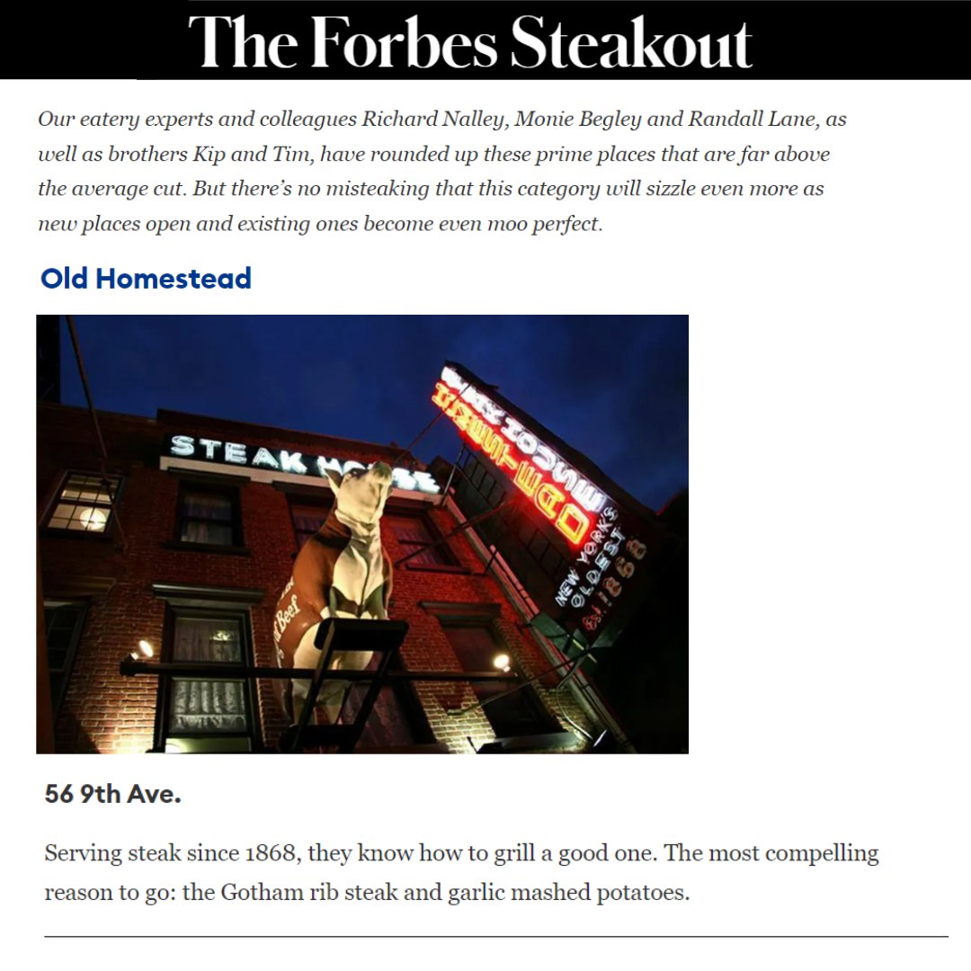 Thank you to <a href="/Forbes/">Forbes</a> for recommending our fabulous Gotham rib steak! Come and taste for yourself how we ended up on this list. And we promise everything else on the menu is just as delicious! #NYCEats #steakhouse #forbes #forbesmagazine #topsteakhouse #beststeakhouse #nycbest