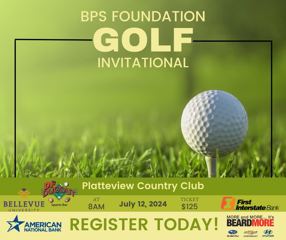BPSFNE's tweet photo. Tee up for a good cause at the sixth annual BPS Foundation Golf Tournament! Scheduled for July 12th at Platteview Golf Club, check-in starts at 7 a.m., with a shotgun start at 8:00. Sign up for the tournament here https://t.co/nYF7LRATIY https://t.co/1wFfiJM2ae