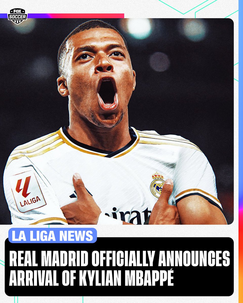 FOXSoccer's tweet photo. OFFICIAL: Mbappé is finally a Real Madrid player 👏👏 https://t.co/d2OCn1IMOy