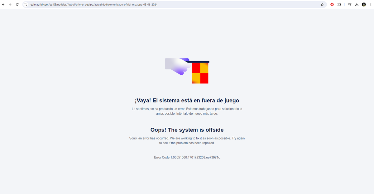 🐢 La PÁGINA WEB del REAL MADRID, CAÍDA.

🤣 Madridistas, lo habéis colapsado...
