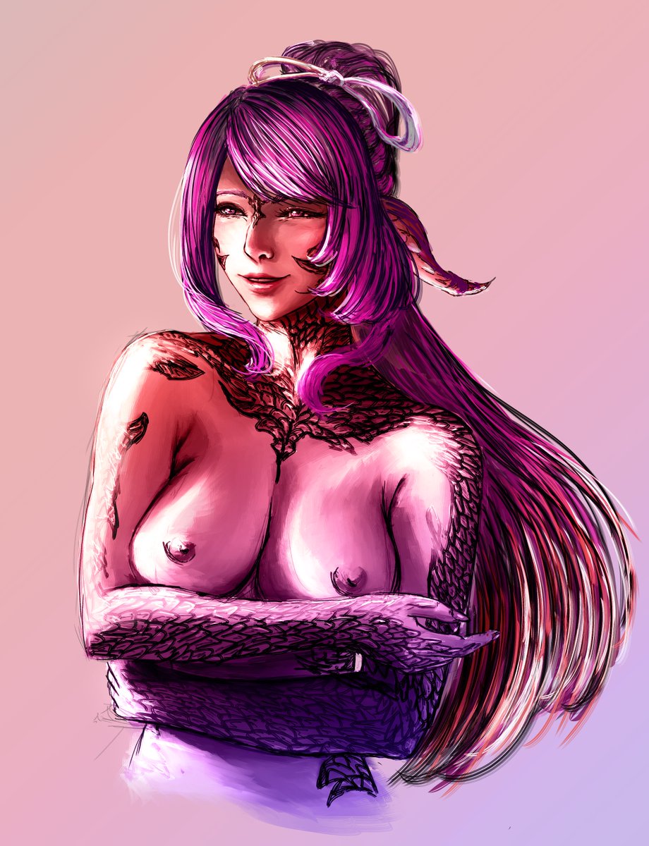 Miss Tora, in colour 🥺 #ffxivart