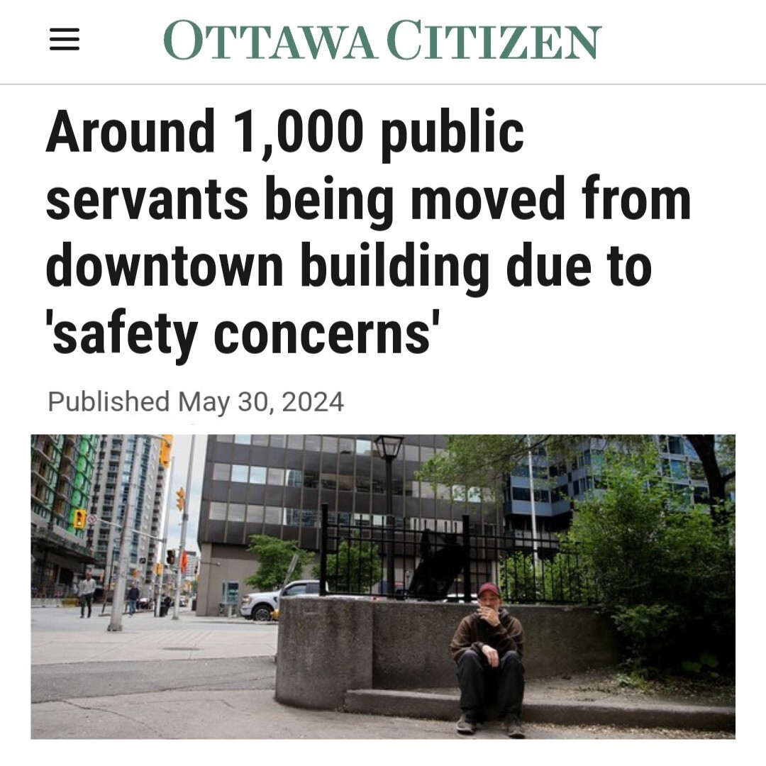 In Trudeau's backyard, 1,000 public servants are forced to relocate for ‘safety concerns.’ Justin Trudeau should take a stroll from his comfortable office to personally witness the crime & chaos he unleashed. ottawacitizen.com/news/public-se…