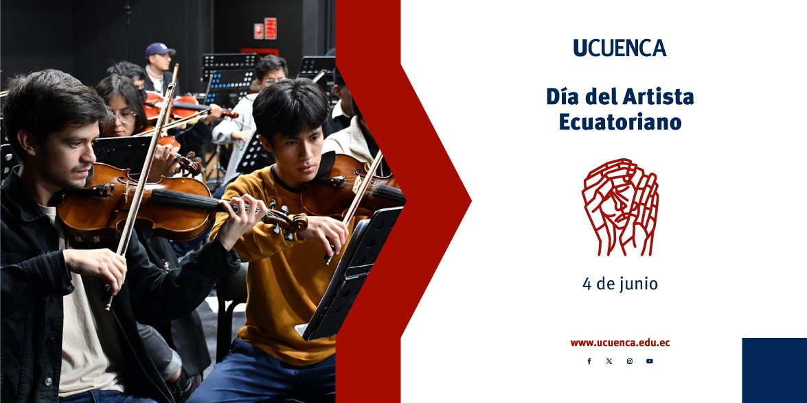 ¡Feliz #DíadelArtistaEcuatoriano!✨🎭Hoy celebramos el talento y la creatividad de nuestros artistas que enriquecen nuestra cultura y nos inspiran con sus obras. ¡Gracias por su pasión y dedicación! Conoce más de nuestra Facultad de Artes: ucuenca.edu.ec/facultad/artes/ 
#Cultura #Arte