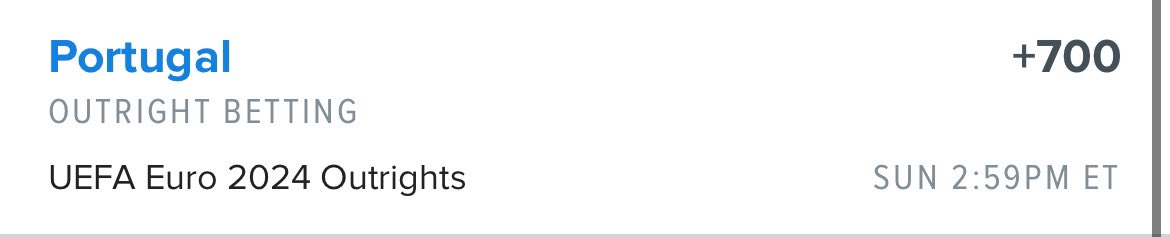 🇵🇹PORTUGAL TO WIN EUROS +700

GREAT VALUE💰💰💰

#euro2024