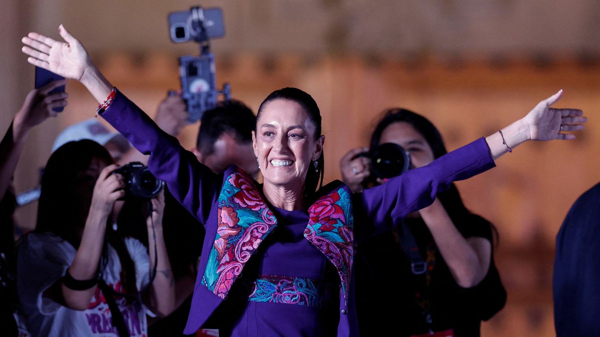 As the U.S. gears up for another presidential election, with anticipated two male candidates, Mexico is making history!  <a href="/Claudiashein/">Claudia Sheinbaum Pardo</a> has been elected as Mexico's first female president in a historic landslide. #BreakingBarriers #WomenInLeadership