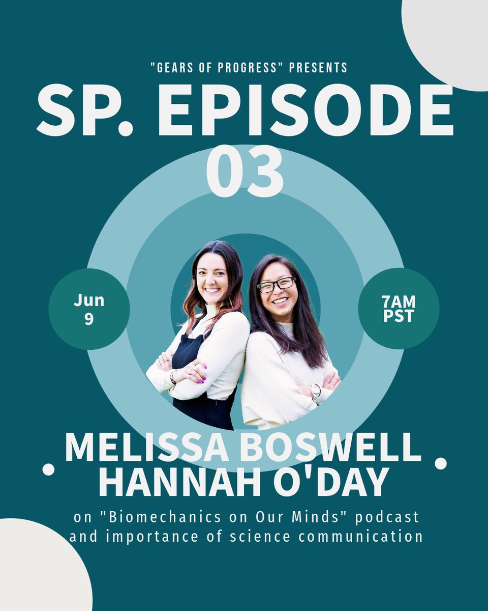 Here is a little treat to all the <a href="/BiomechanicsOOM/">Biomechanics On Our Minds Podcast (BOOM)</a> fans out there. On the one-year anniversary since the last episode of BOOM, "Gears of Progress" will be releasing a special episode with <a href="/melissaboswell_/">Melissa Boswell, PhD</a> and <a href="/johanping/">Hannah O’Day</a>! Stay tuned. 📻