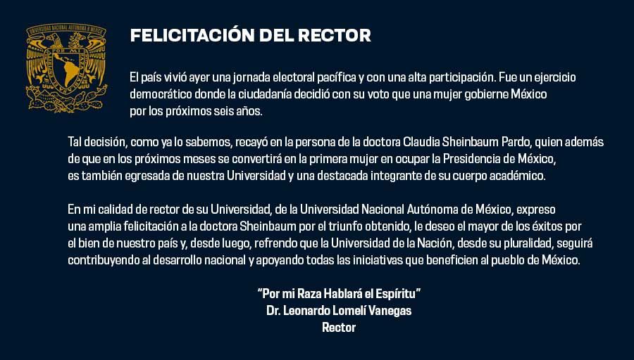FELICITACIÓN DEL RECTOR > bit.ly/3VblSKv
