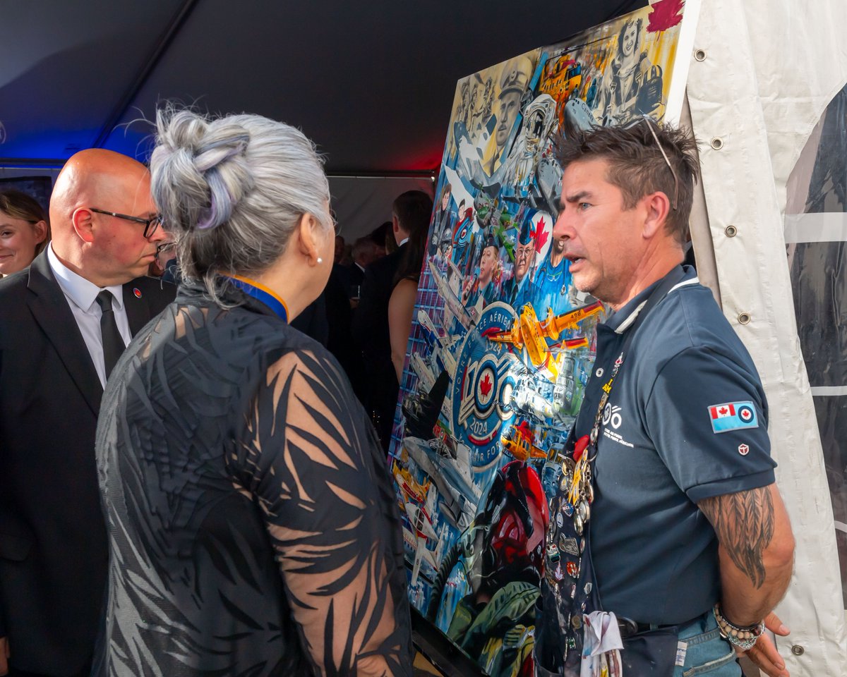 RCAF_ARC's tweet photo. Saturday's RCAF Centennial Ball was unforgettable, especially with Governor General and Commander-in-Chief of Canada, Her Excellency the Right Honourable Mary Simon, in attendance! Thank you to Governor General Mary Simon for joining us and for her unwavering support at #RCAF100. https://t.co/Ku7JktCW3F