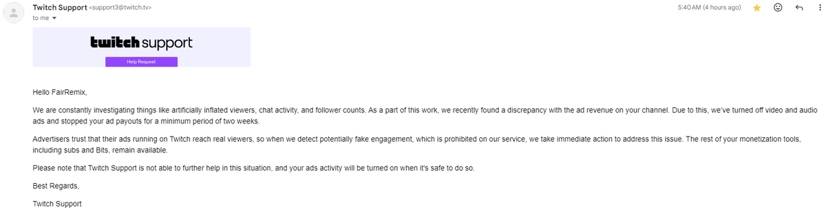 FAIRx818x's tweet photo. EXCUSE ME????????? @TwitchSupport @Twitch @djclancy999 My community finally finds a way to support my streams by allowing me to turn off ad-free viewing experience for subs on a specific stream. Then you guys pull this crap??? What is that??? https://t.co/2IOeG5elBR