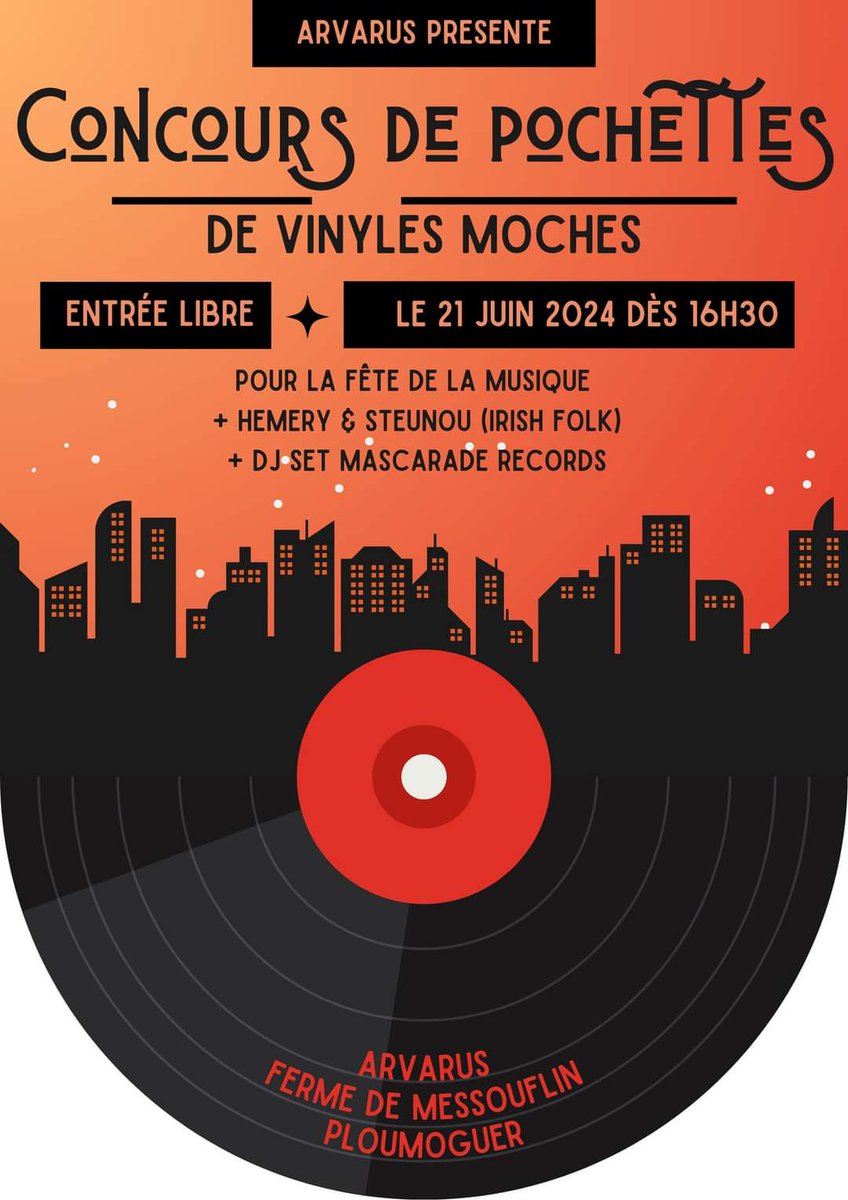 le 21 juin, c'est la fête de la musique, et devinez quoi ?

ca tombe un vendredi 😍

du coup on fait concert + DJ Set

ET un grand concours de pochette de vinyle moche !!!

fouillez vos bacs, fouinez dans les prochains vides greniers....