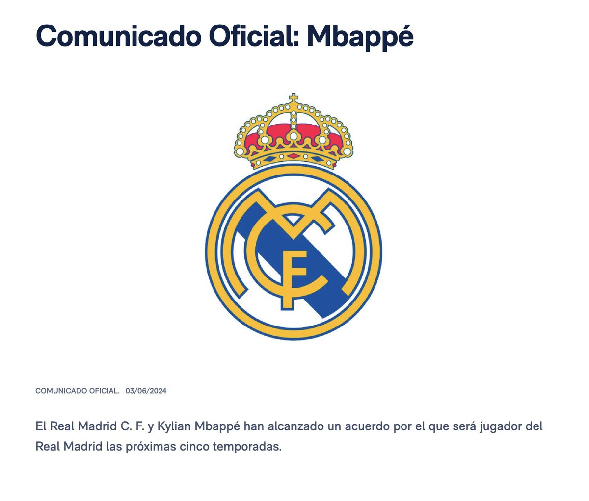 Certains clubs réfléchissent pendant des heures voire des jours pour annoncer une recrue d'une manière originale 

Puis il y a le Real qui annonce #Mbappé