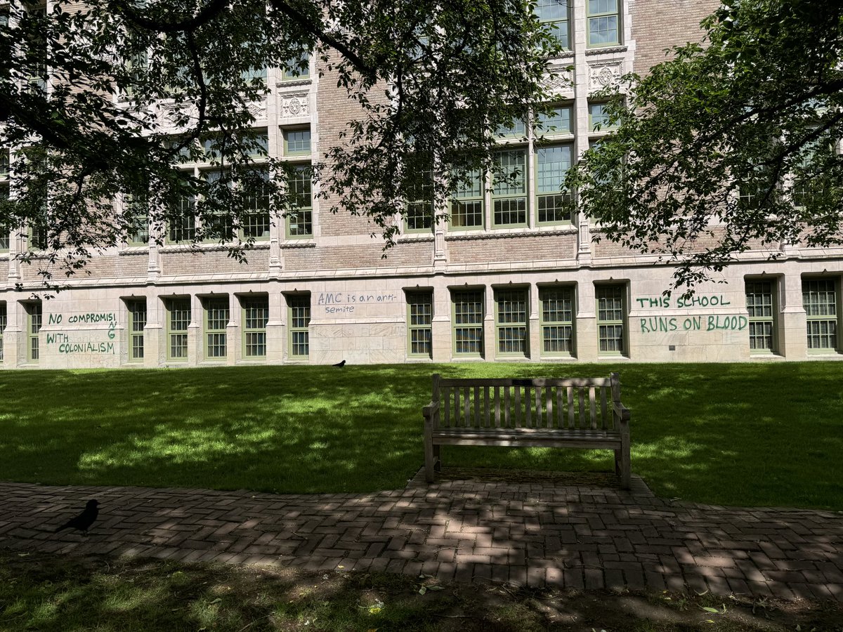 schwaarzy's tweet photo. New pro-Palestinian graffiti seen on UW’s campus today. Buildings include Gerberding Hall (admin building), Denny Hall, Suzzallo, and some on the Quad. It is currently unknown what time this was done. https://t.co/bAH0u4OcjW