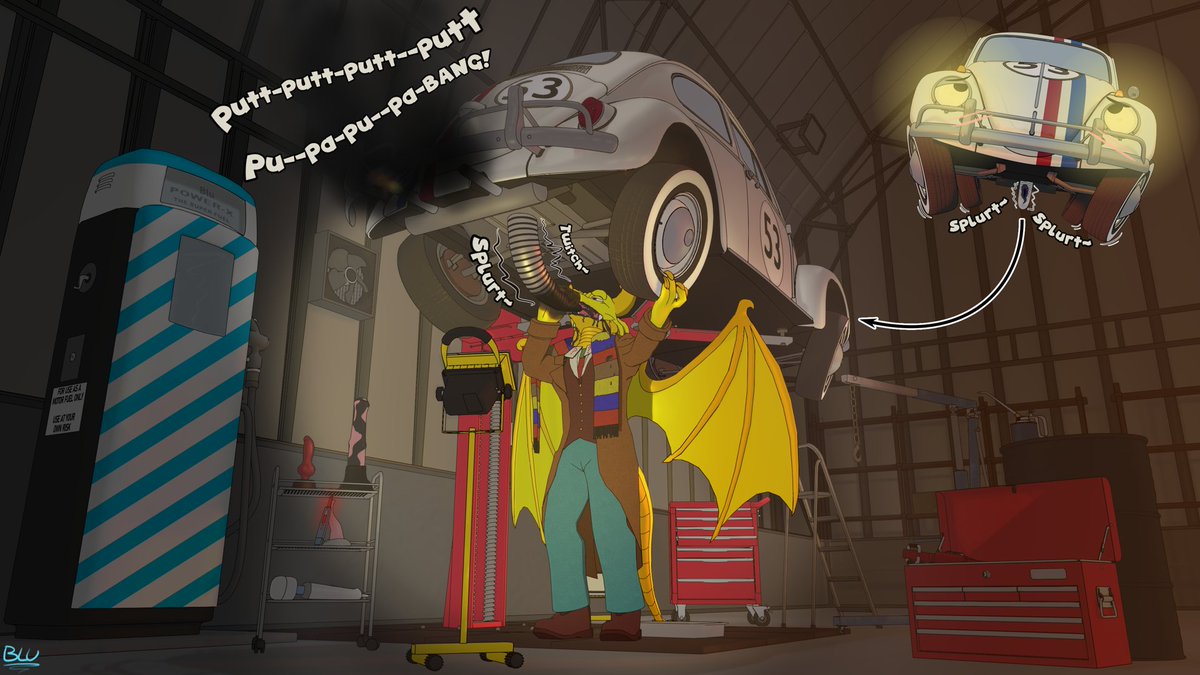 bluthederg's tweet photo. This was my part of a trade with Tripodius on FA featuring his sona Val giving a very serviceable Herbie a helping hand~

#livingmachine #living_machine https://t.co/5nyV7SoLXd