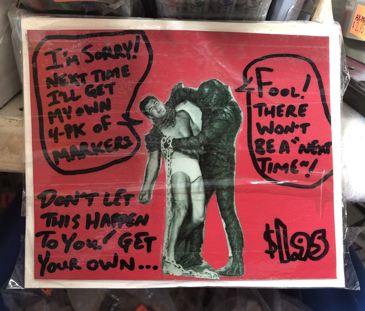 monstersndrinks's tweet photo. Alex isn’t the only one to see weird/cool/funny descriptive tags/signs at retailers. Here’s an example of the sort of item sign you see at a local surplus store, @AxManSurplus. Nice work, #Axman #CreaturefromtheBlackLagoon https://t.co/kqRvPxLMUA
