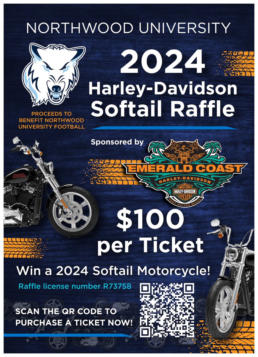 🏈 RAFFLE | Tickets Available For Harley-Davidson Softail Raffle To Help Northwood Football!
#RollTimbys🐺
 gonorthwood.com/x/jltow