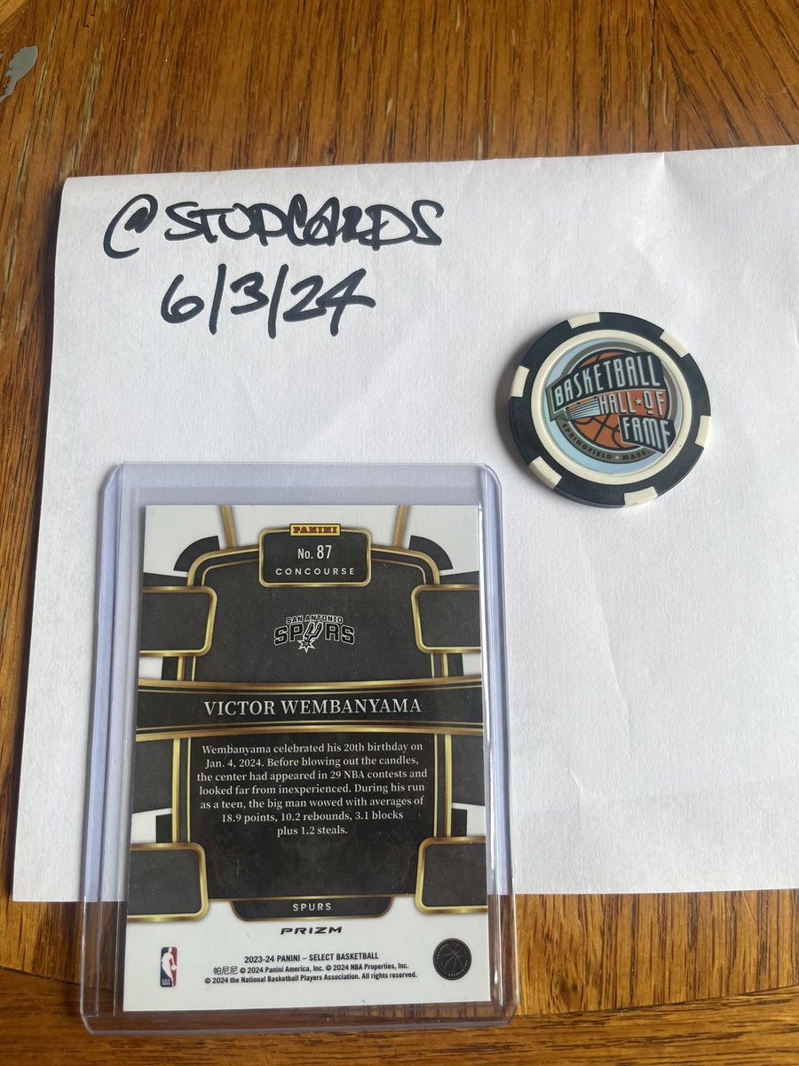Victor wembanyama select silver rc 

$25 shipped 

<a href="/Hobby_Connect/">Hobby Connection(Colton)</a> <a href="/HobbyRetweet_/">Hobby Retweet</a>  <a href="/sports_sell/">@SPORTS_SΞLL</a> @thehobby247 <a href="/HobbyConnector/">The Hobby Connector ™</a> <a href="/PCOregonDucks2/">Hobby Tag Facilitator</a> <a href="/CodiDaReposter/">CodiDaReposter</a> @nolacardtweets <a href="/84baseballcards/">84Cards • Daily Team B/S/T</a>

#whodoyoucollect #cards4sale #ratedrookie #spurs #SanAntonio  #NB #NBAPlayoffs