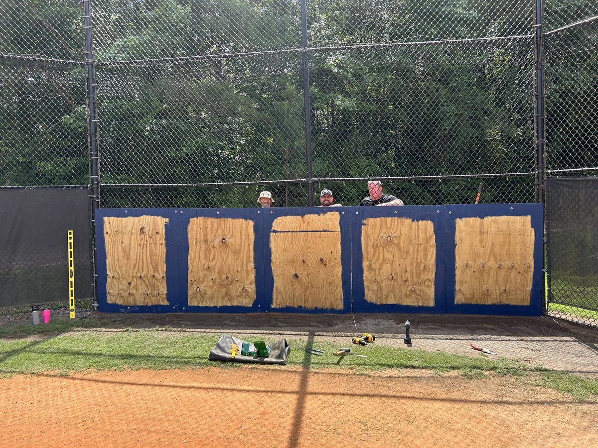 Thanks to Coach Phipps, Coach Case, and Mr Coach Pawlish for donating your time to our backstop replacement project. #workinprogress