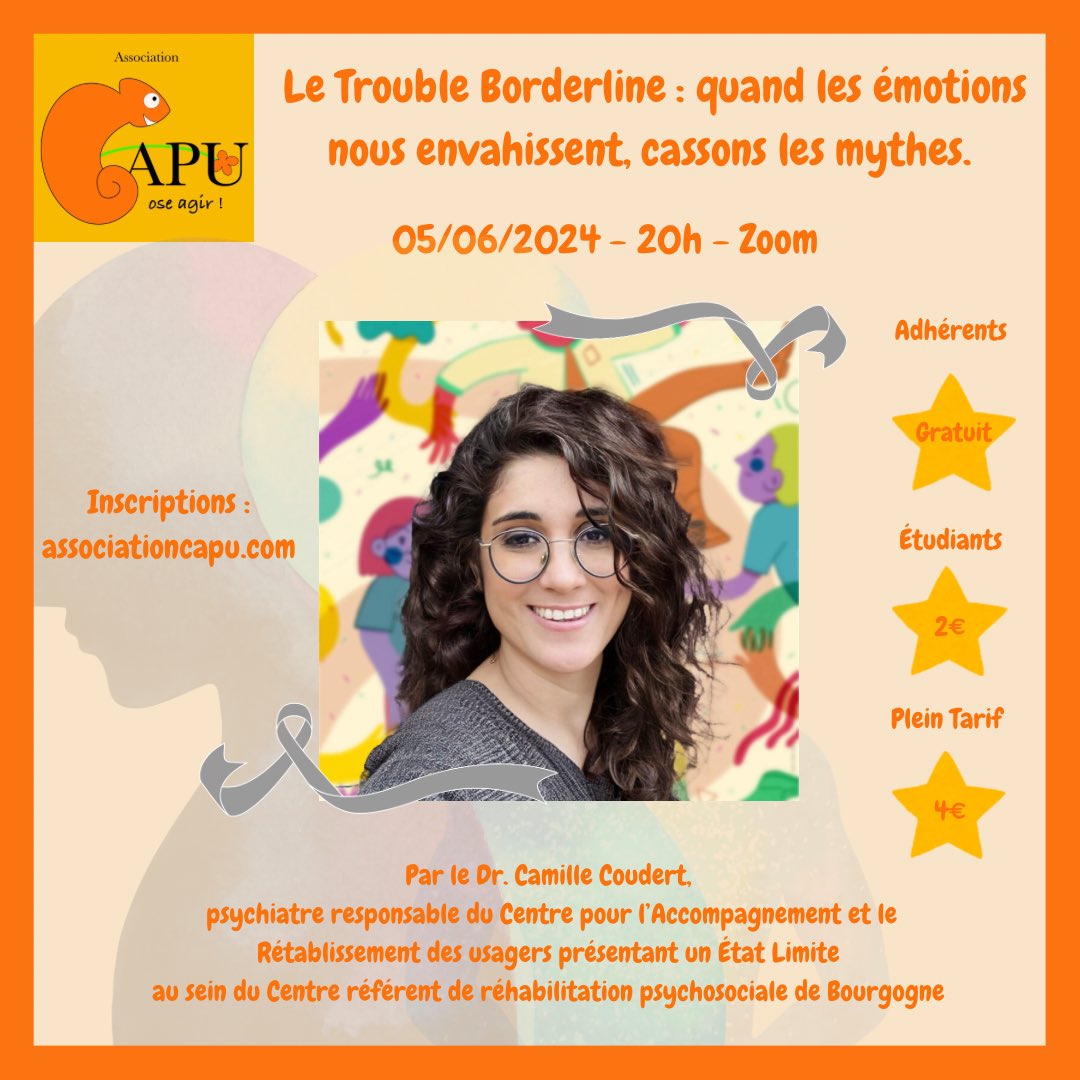 AssociationCapu's tweet photo. 📆Le webinaire sur le trouble borderline, c’est mercredi, et c’est seulement 2 euros pour les étudiants !!!
🔗Inscriptions : lien en bio ou sur notre page d’accueil https://t.co/vxg5SHTUSj 

#bpd #borderline #santementale #mentalhealth https://t.co/KfeBBk1kKF