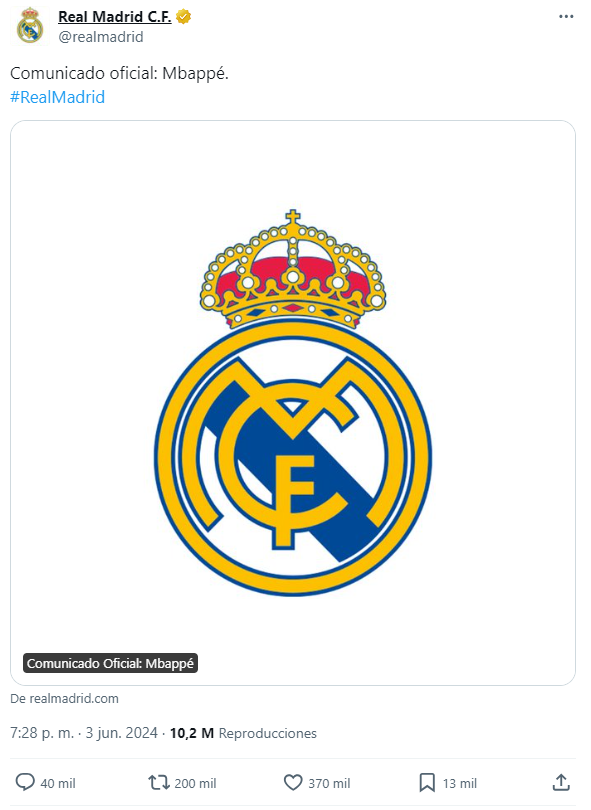elchiringuitotv's tweet photo. 🐢 El TUIT MÁS COMPARTIDO DE LA HISTORIA DEL REAL MADRID.

🤯 200.000 RTs en 15 minutos y subiendo. https://t.co/4eu6ocE4xw