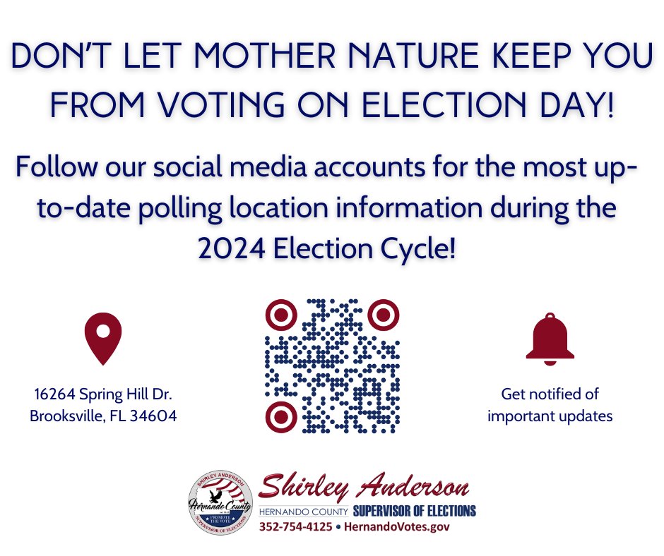 HernandoVotes's tweet photo. Stay up-to-date with all Election information by visiting our website and following our social media!
https://t.co/cJ1yskeWlv
352-754-4125
#TrustedElectionInfo #TrustedInfo2024 https://t.co/9Odrzc22gZ