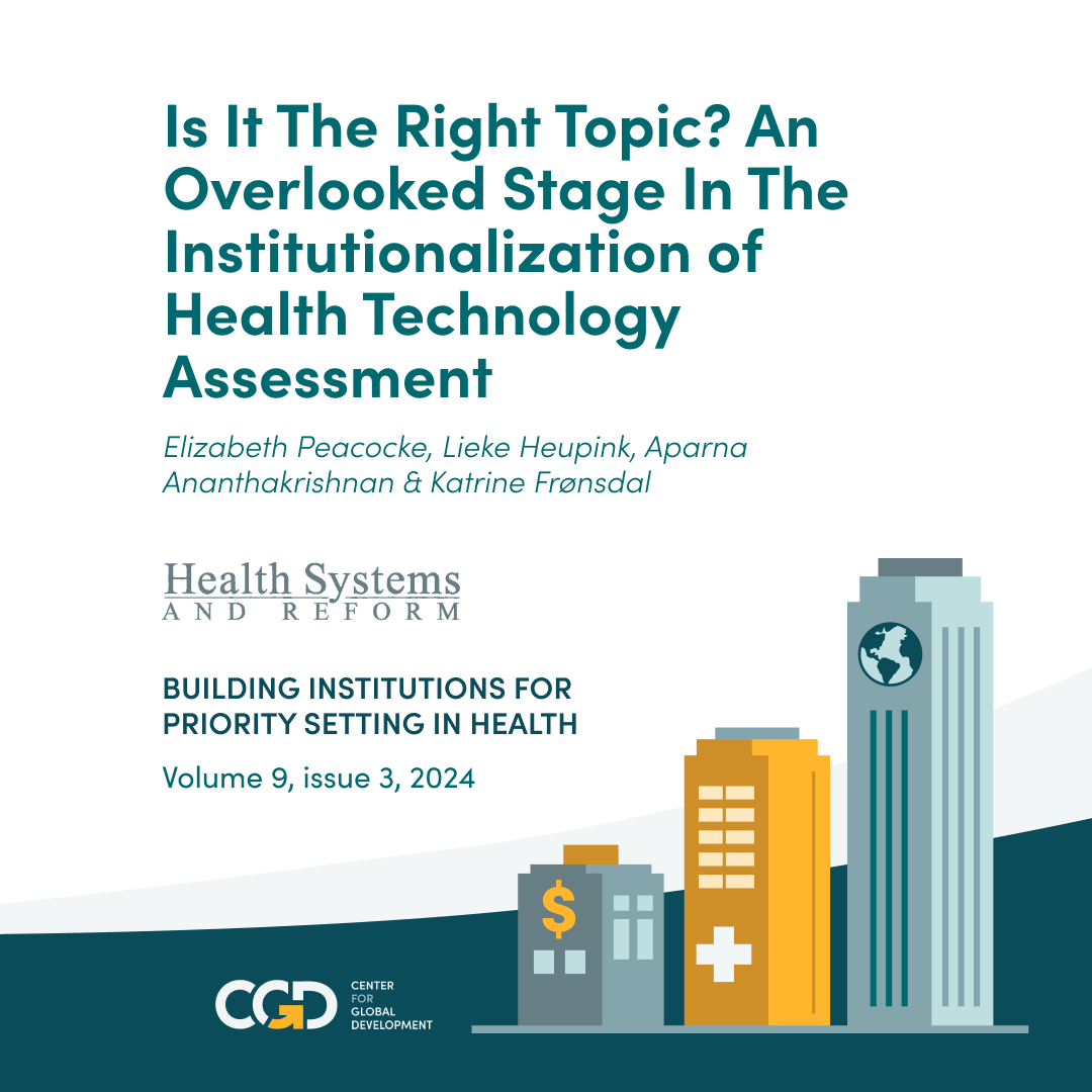 Developing a clear process for topic identification, selection, and prioritization (TISP) is key when institutionalizing HTA.

These are three key institutional aspects of TISP identified by Elizabeth Peacocke, <a href="/LiekeHeupink/">Lieke Heupink</a>, <a href="/ananth_aparna/">Aparna Ananthakrishnan</a>, and <a href="/katrine_fr/">Katrine Frønsdal</a>🧵