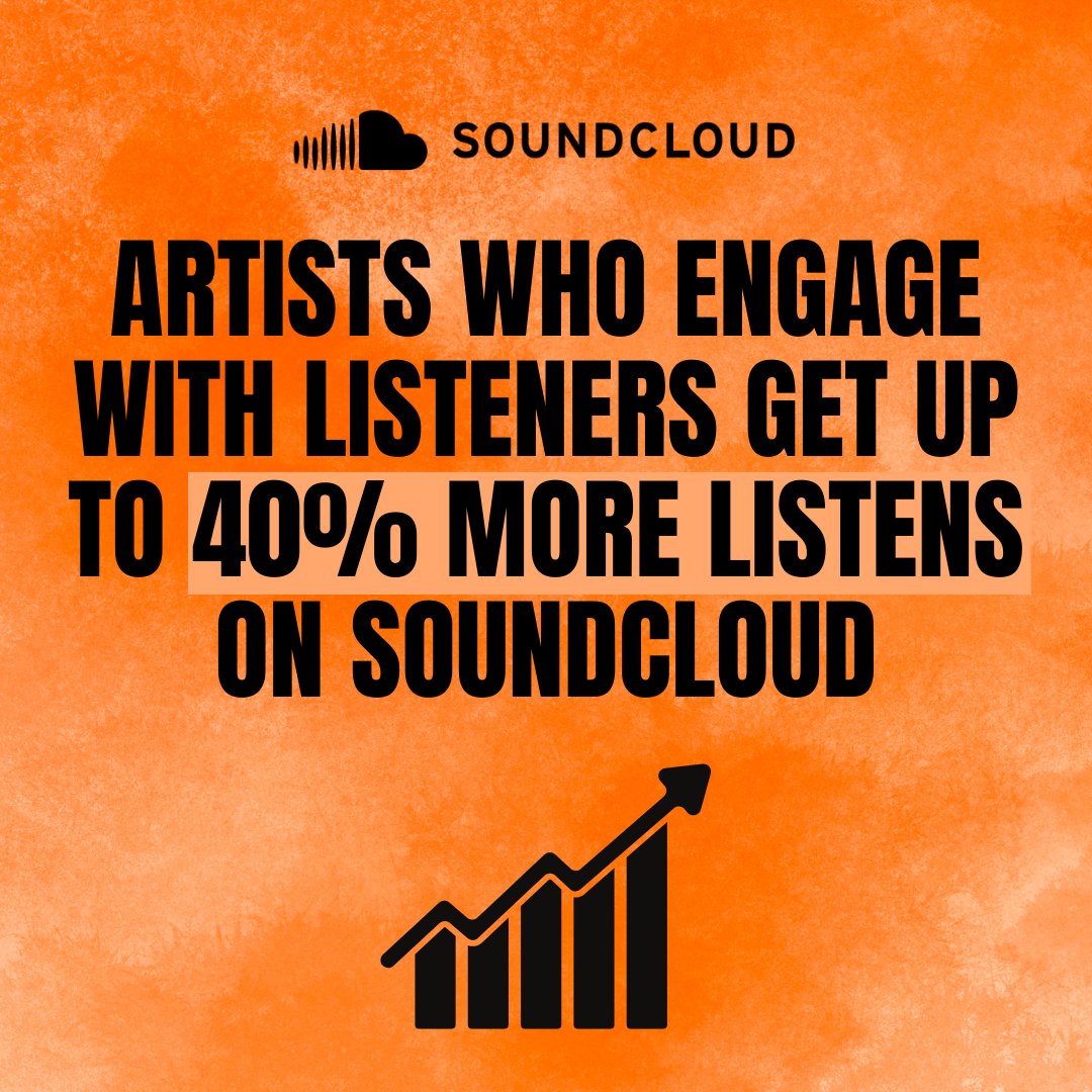 SoundCloud's tweet photo. PSA: Lookin' to increase your listens on Soundcloud? Here's a cheat code for you. Engage with your listeners. Artists who engage with listeners get up to 40% more listens on Soundcloud π§
#soundcloud #soundcloudtips #psa #cheatcode https://t.co/Ttoaky65YV